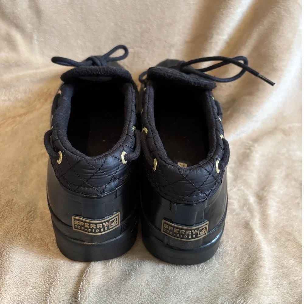 Sperry Top-Sider Saltwater Black Quilted Waterproof Duck Shoes Loafers Womens 9